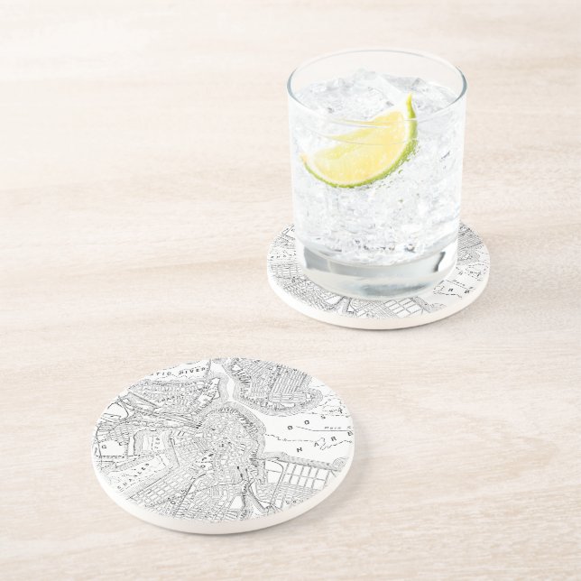 Vintage Map of Boston (1878) Coaster (Side)