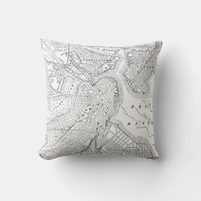 Vintage Map of Boston (1878) Cushion (Front)
