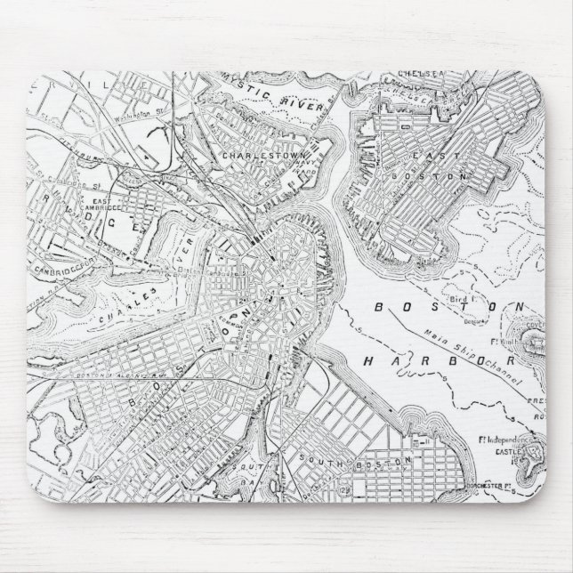 Vintage Map of Boston (1878) Mouse Mat (Front)