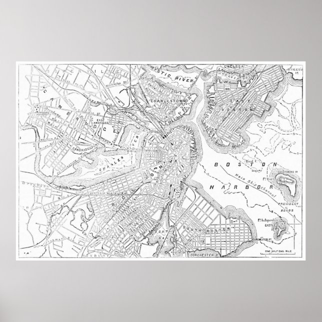 Vintage Map of Boston (1878) Poster (Front)