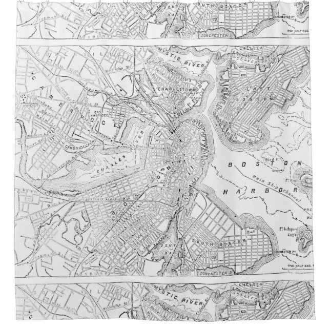 Vintage Map of Boston (1878) Shower Curtain (Front)