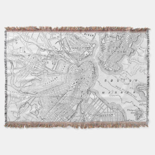 Vintage Map of Boston (1878) Throw Blanket