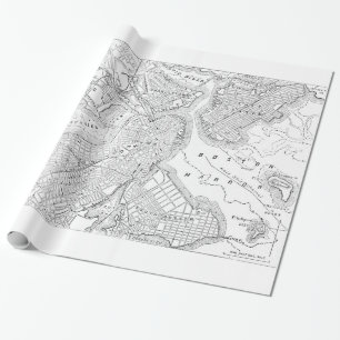 Vintage Map of Boston (1878) Wrapping Paper