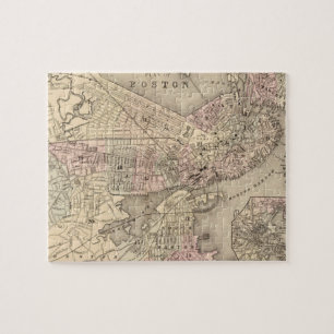 Vintage Map of Boston (1880) Jigsaw Puzzle