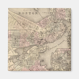 Vintage Map of Boston (1880) Magnet