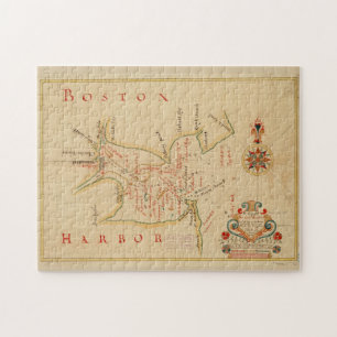 Vintage Map of Boston Harbour (1694) Jigsaw Puzzle