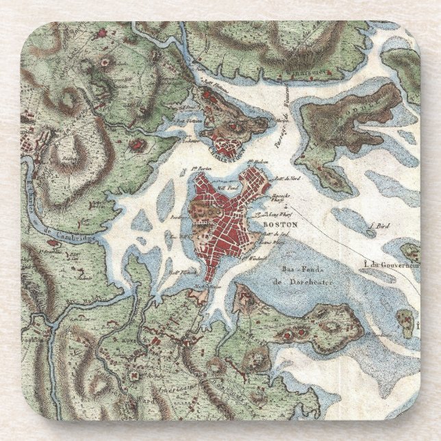 Vintage Map of Boston Harbour (1807) Coaster (Front)