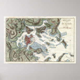 Vintage Map of Boston Harbour (1807) Poster