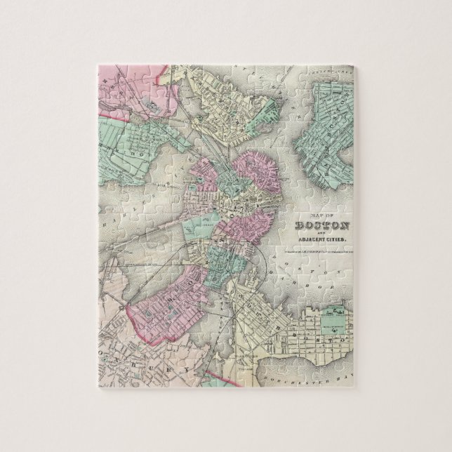 Vintage Map of Boston Harbour (1857) Jigsaw Puzzle (Vertical)