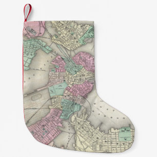 Vintage Map of Boston Harbour (1857) Small Christmas Stocking