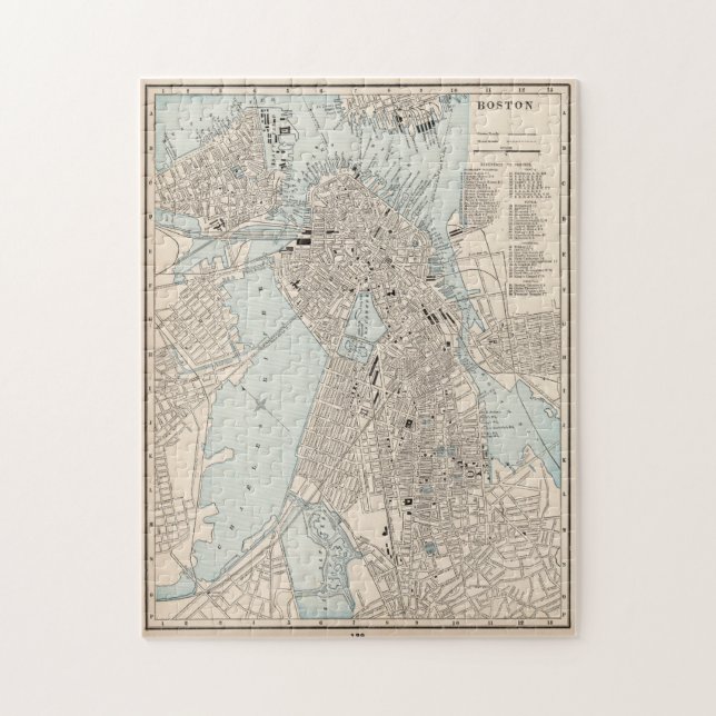 Vintage Map of Boston MA (1893) Jigsaw Puzzle (Vertical)