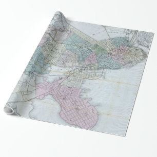 Vintage Map of Boston Massachusetts (1870) Wrapping Paper