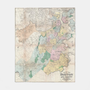 Vintage Map of Boston Massachusetts (1896) Fleece Blanket