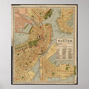 Vintage Map of Boston Poster
