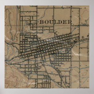 Vintage Map of Boulder Colorado (1904) Poster