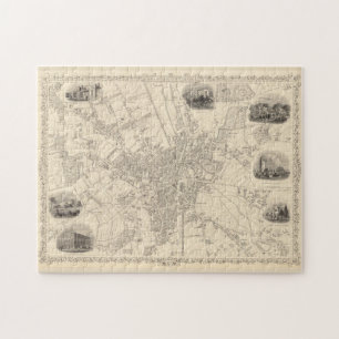 Vintage Map of Bradford England (1851) Jigsaw Puzzle