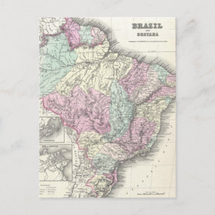 Vintage Map of Brazil (1855) Postcard