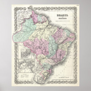 Vintage Map of Brazil (1855) Poster