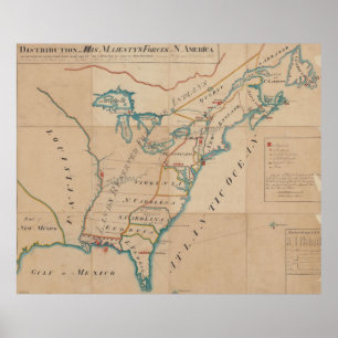 Vintage Map of British Forces in America (1766) Poster