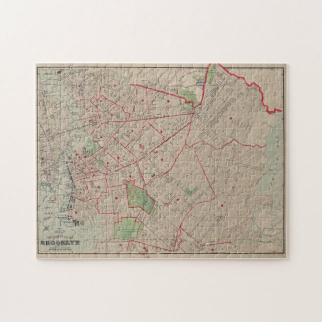 Vintage Map of Brooklyn NY (1895) Jigsaw Puzzle (Horizontal)