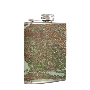 Vintage Map of Brooklyn NY (1908) Hip Flask