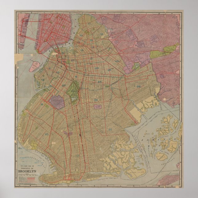 Vintage Map of Brooklyn NY (1911) Poster (Front)