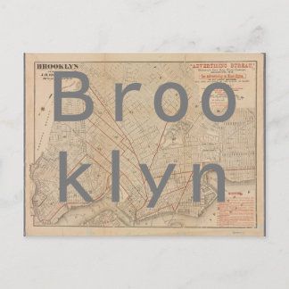 Vintage Map of Brooklyn   Postcard