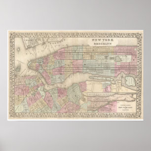 Vintage Map of Brooklyn Poster