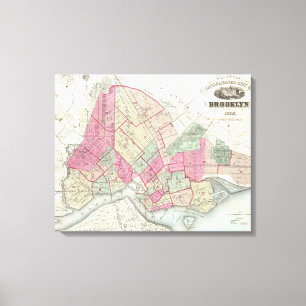 Vintage Map of Brookyln (1868) Canvas Print
