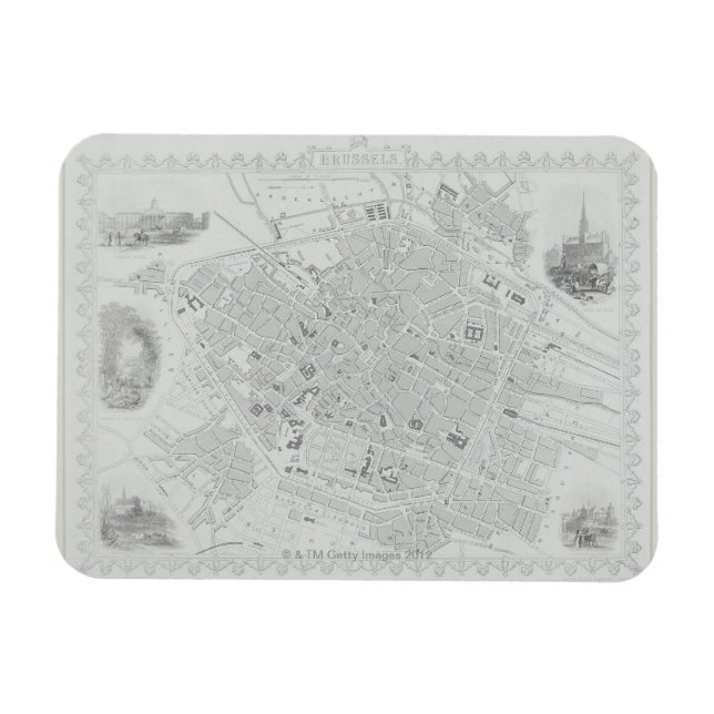 Vintage Map of Brussels Magnet (Horizontal)