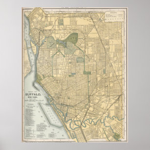 Vintage Map of Buffalo New York (1891) Poster