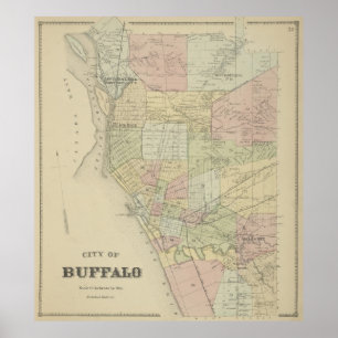 Vintage Map of Buffalo NY (1866) Poster