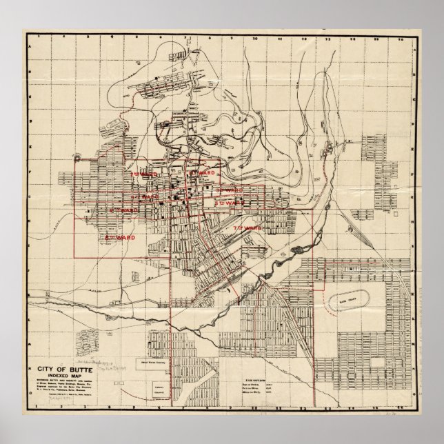 Vintage Map of Butte Montana (1909) Poster (Front)