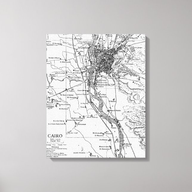 Vintage Map of Cairo Egypt (1911) Canvas Print (Front)