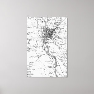 Vintage Map of Cairo Egypt (1911) Canvas Print
