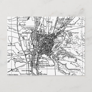 Vintage Map of Cairo Egypt (1911) Postcard