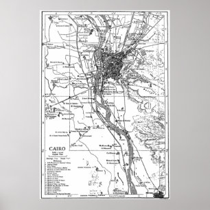 Vintage Map of Cairo Egypt (1911) Poster