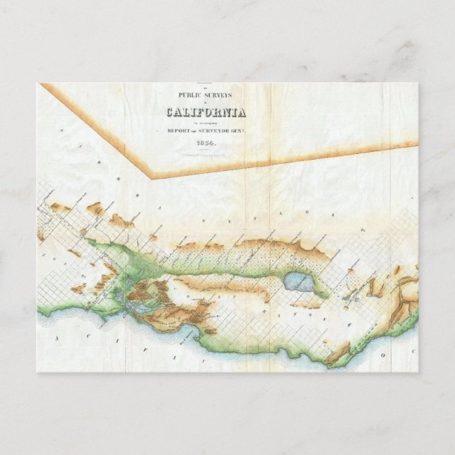 Vintage Map of California (1854) Postcard (Front)