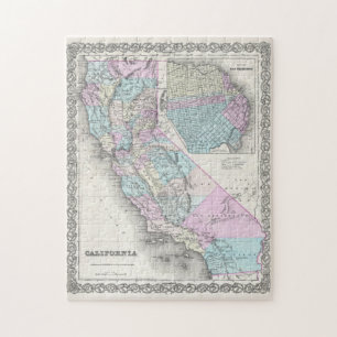 Vintage Map of California (1855) Jigsaw Puzzle