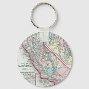 Vintage Map of California (1860) Key Ring