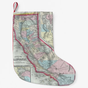 Vintage Map of California (1860) Small Christmas Stocking