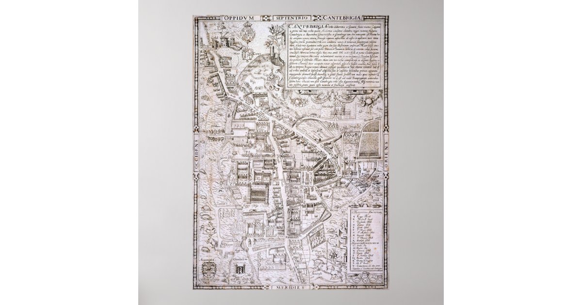Vintage Map of Cambridge England (1574) Poster | Zazzle