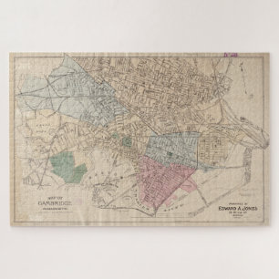 Vintage Map of Cambridge Massachusetts (1891) Jigsaw Puzzle