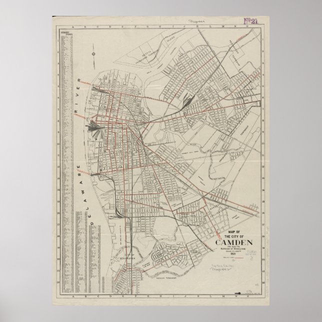 Vintage Map of Camden NJ (1921) Poster (Front)