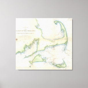 Vintage Map of Cape Cod (1857) Canvas Print