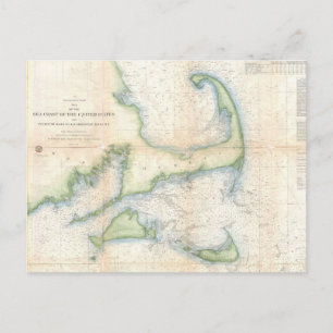 Vintage Map of Cape Cod (1857) Postcard