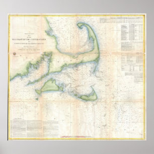 Vintage Map of Cape Cod (1857) Poster