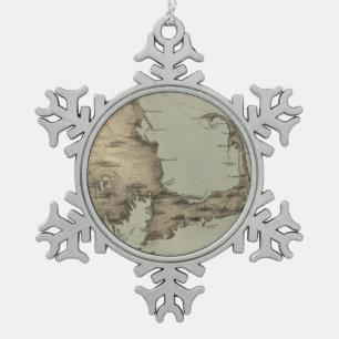 Vintage Map of Cape Cod (1885) Snowflake Pewter Christmas Ornament