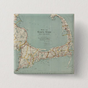 Vintage Map of Cape Cod (1917) 15 Cm Square Badge