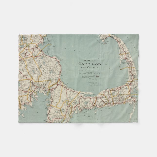Vintage Map of Cape Cod (1917) Fleece Blanket (Front (Horizontal))